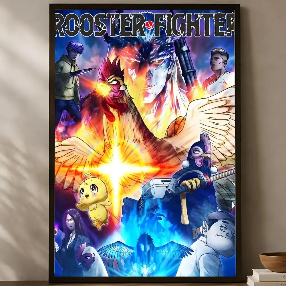 Anime Rooster Fighter HD PVC Self-Stick Wall Art Poster Wall Art Poster Axl White01 50X70cmNoframe