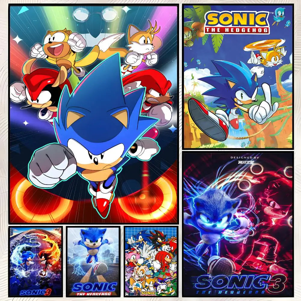Sonic Character Self-Stick HD Wall Poster – Waterproof Room Decor Wall Art Poster Axl
