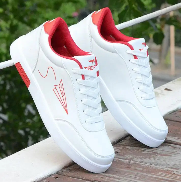 YBQJOO Flat Lace-Up Sneakers – Unisex Low-Top Casual Shoe Flat Lace-Up Sneakers Axl 8612-Red 42