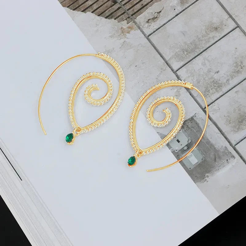 Huitan Bohemian Circle Dangle Earrings – Cubic Zirconia Women Dangle Earrings Axl