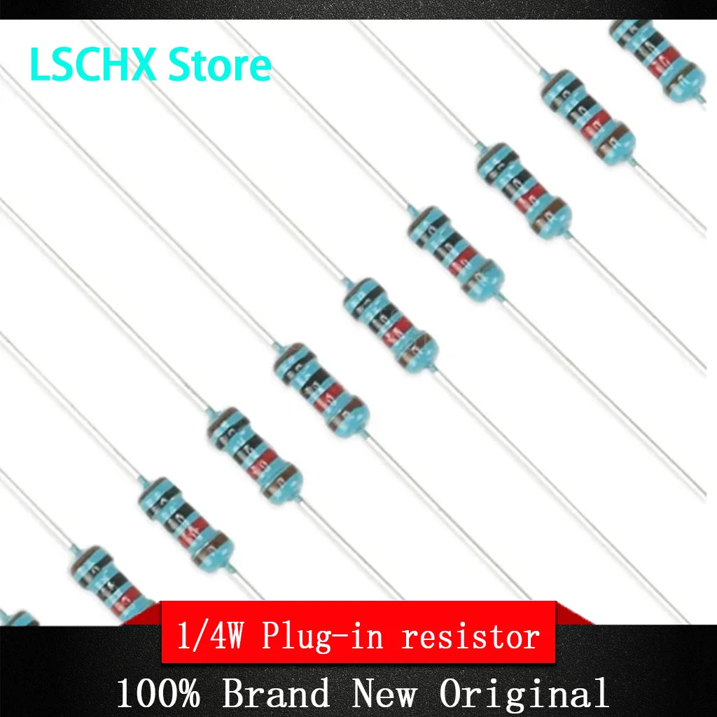 100pcs 1/4W Metal Film Resistors 1% Tolerance – 1R to 22M Ohm Metal Film Resistors Axl 3.3R