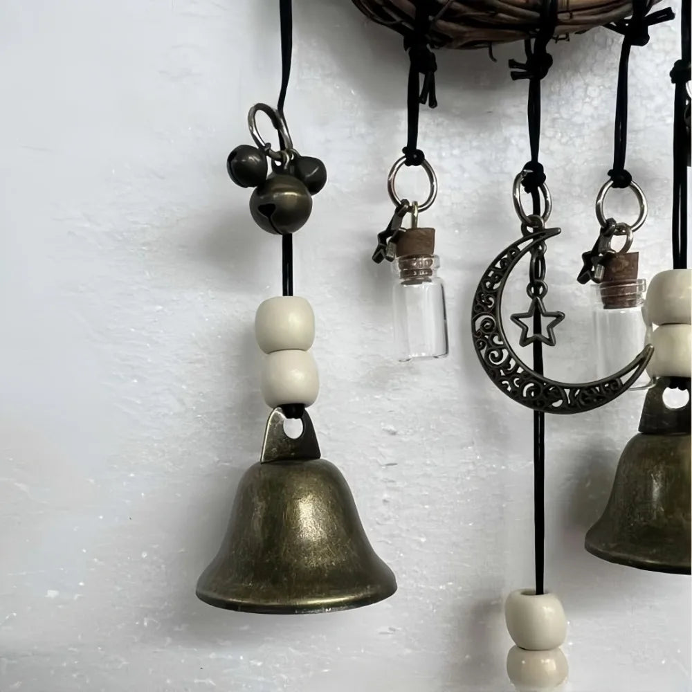 Witch Vine Bell Wind Chime – Rattan Door Knob Hanging Decor Wind Chime Pendant Axl