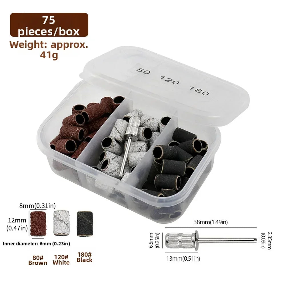 75/210 Pcs Nail Sanding Ring Bands | Electric Drill 80/120/180 Grit Nail Sanding Rings Axl 75pcs setA China Mainland