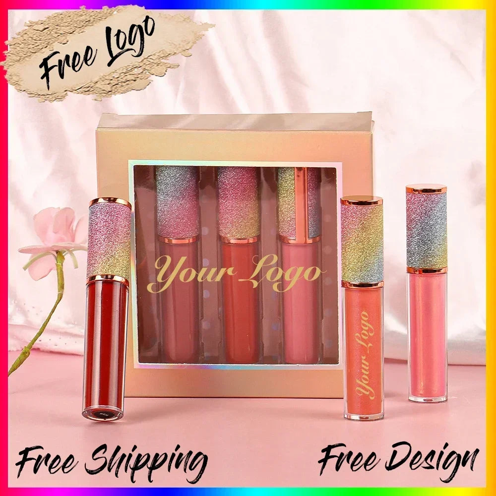 Private Label Vegan Lip Gloss Set | Custom Logo Makeup Kit Private Label Lip Gloss Axl