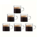 KEMORELA 6-Pack Glass Espresso Cups 4oz with Handle | Microwave Safe Glass Espresso Cups Axl 6PCS 301-400ml
