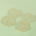 4-Piece Golden Foil Acrylic Coaster Set – Heat Resistant Pads Acrylic Coaster Set Axl Hexagon-4pcs