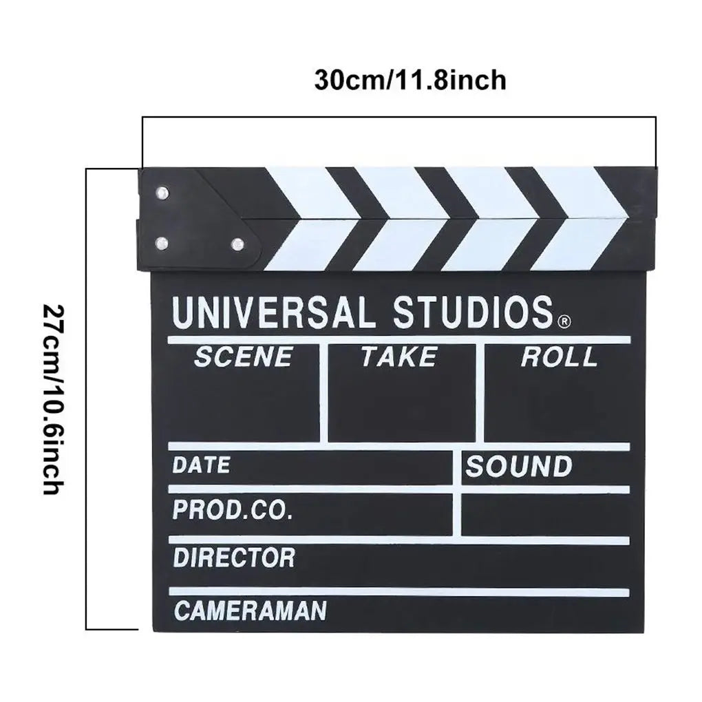 Wooden Director Clapperboard | Film Slate Photography Prop 30x27cm Photography Prop Axl Black -30x27cm-