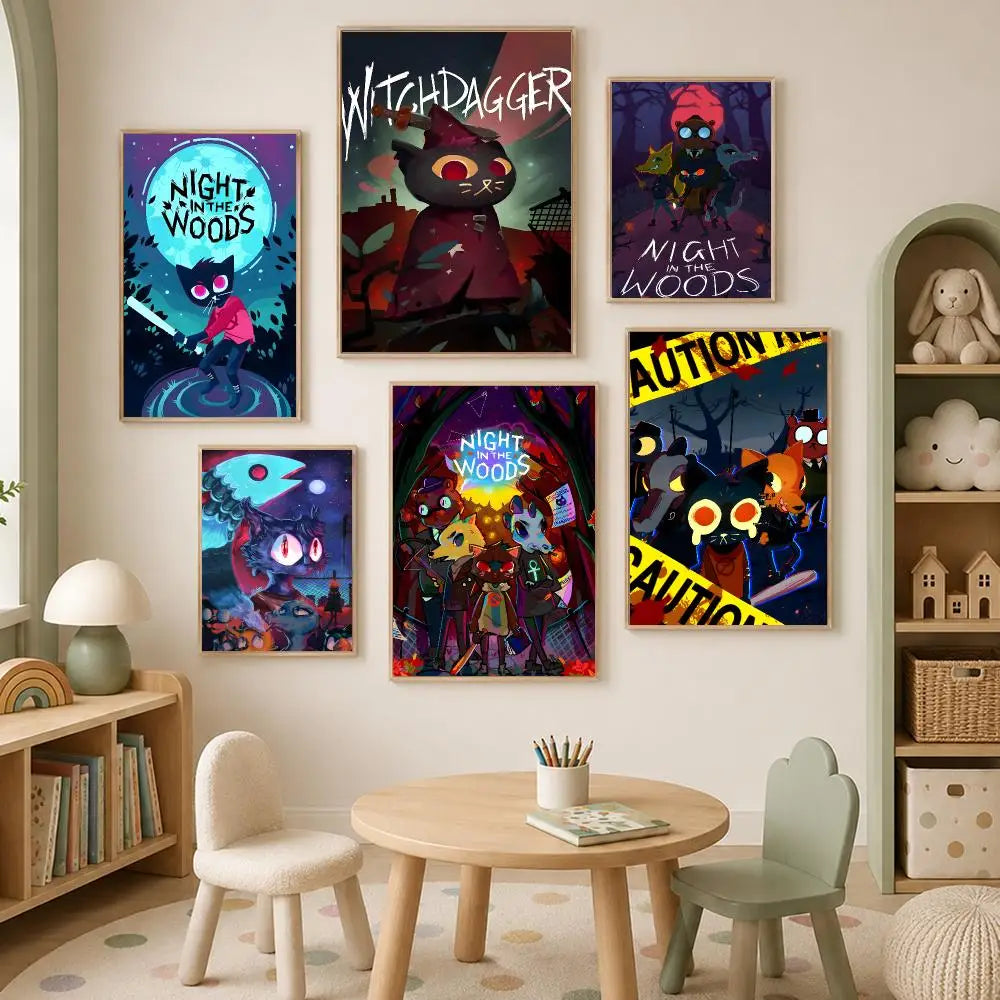 Game Night in the Wood Self-Stick HD Wall Art Poster Wall Art Poster Axl