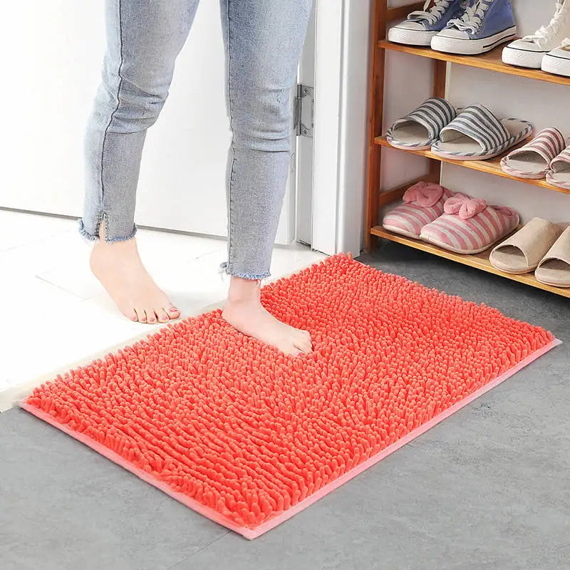 Thick Memory Foam Bath Mat – Absorbent Non-Slip Bathroom Rug Bath Mat Rug Axl Orangered about 40x60cm