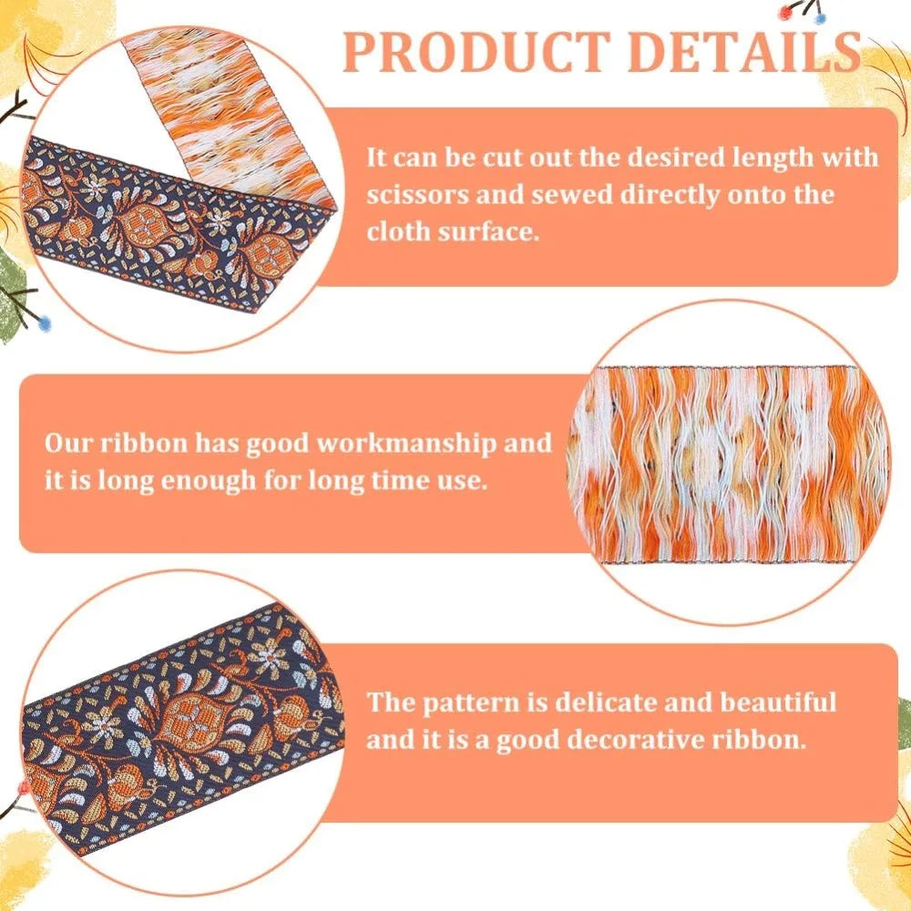 5 Yards Coral Jacquard Flower Ribbon – 2 Inch Polyester Trim Jacquard Ribbon Trim Axl