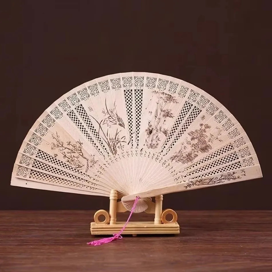Carved Sandalwood Folding Fan – Chinese Style Gift Box Decorative Folding Fan Axl