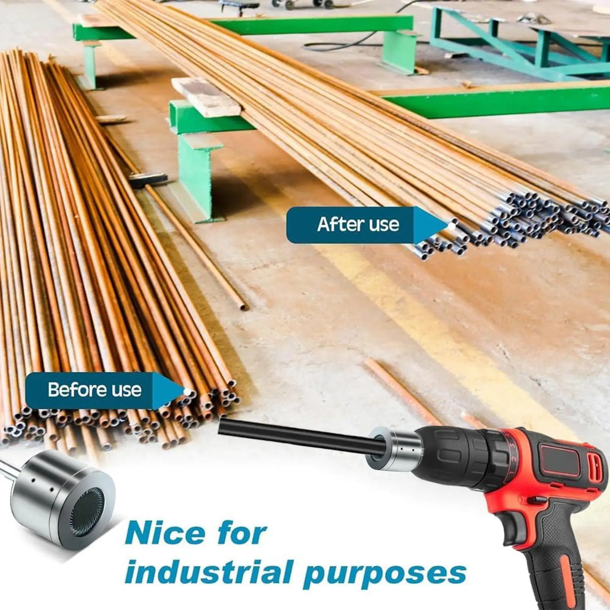 Metal Copper Pipe Cleaning Brush – Drill Tube Cleaner Tool Pipe Cleaning Brush Axl