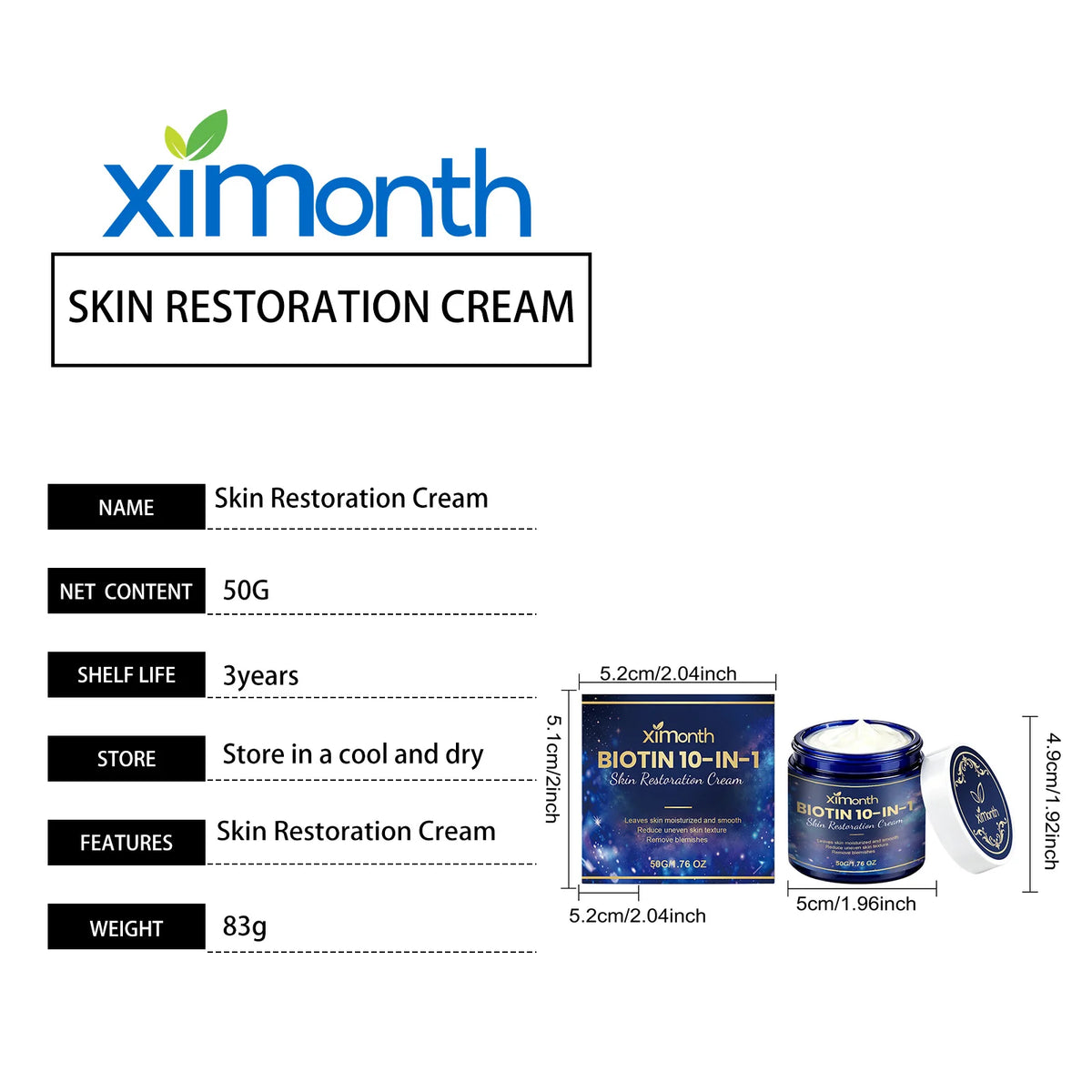 Biotin 10-in-1 Face & Neck Cream – Hydrating & Firming 50g Face Moisturizer Cream Axl 50g