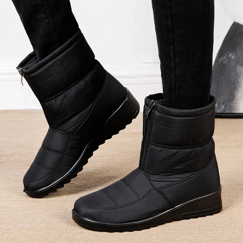 Women's Waterproof Snow Boots – Warm Plush Ankle Zip Boots Women's Snow Boots Axl