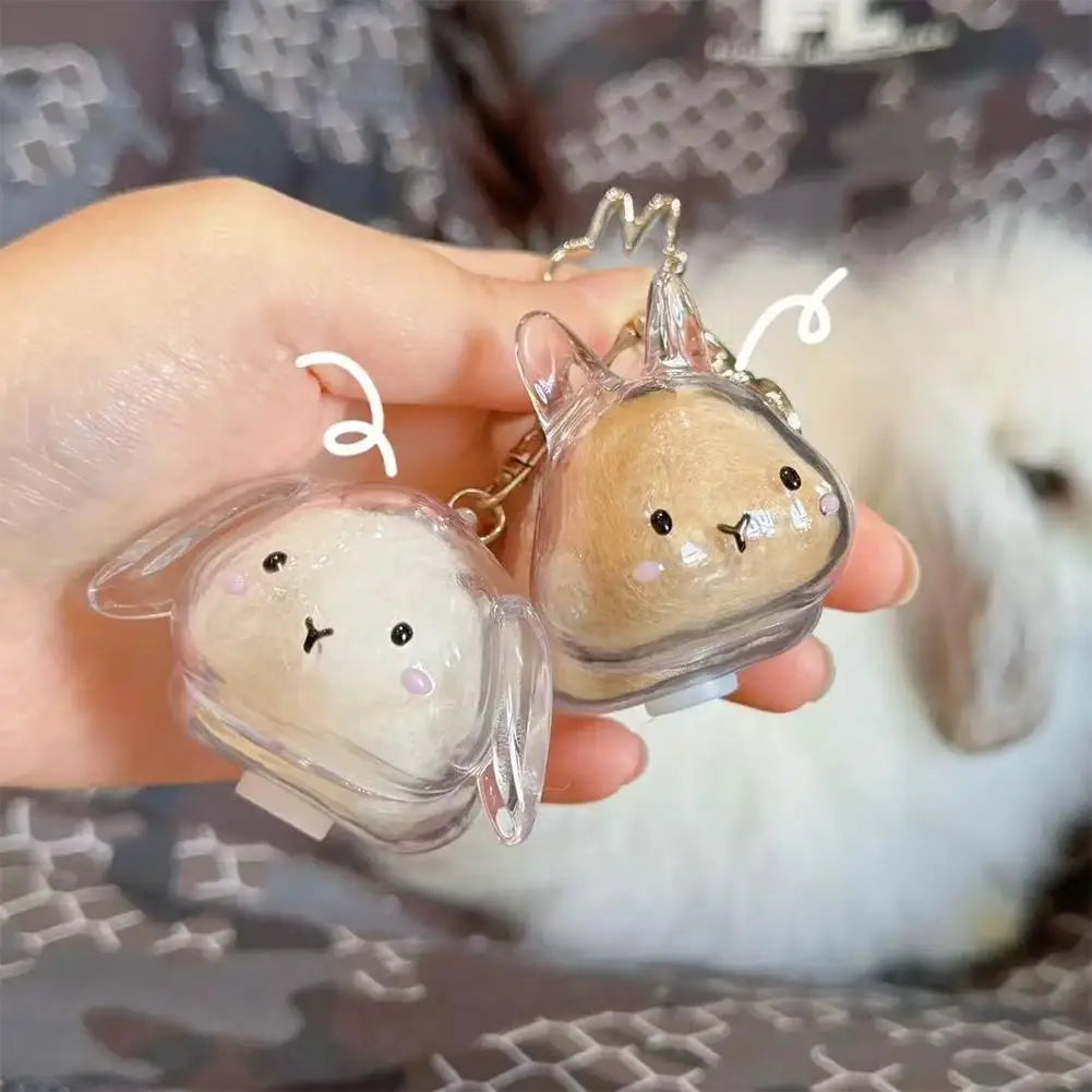 Rabbit Pet Fur Keepsake Capsule Keychain – Transparent Pendant Keepsake Keychain Axl