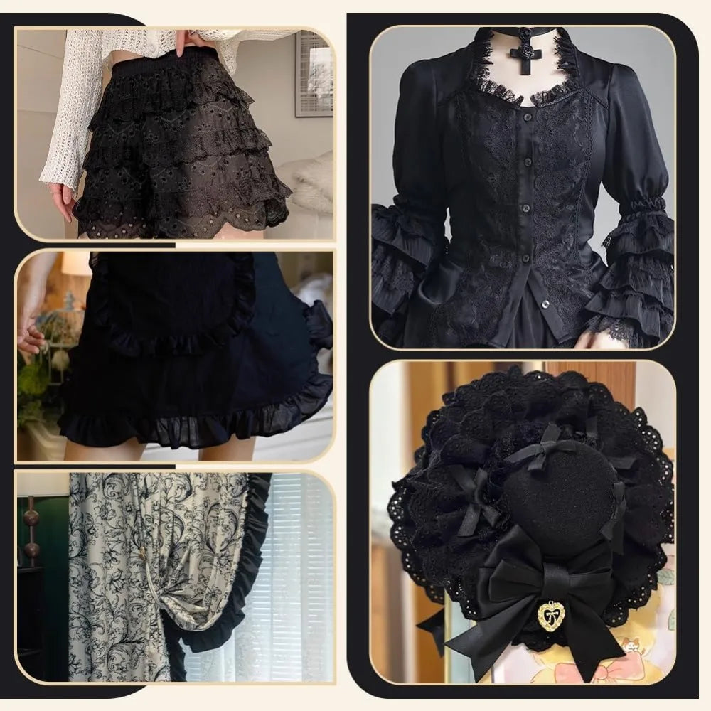 Black Cotton Eyelet Lace Trim – Floral Embroidery Ribbon 5 Yds Lace Trim Ribbon Axl