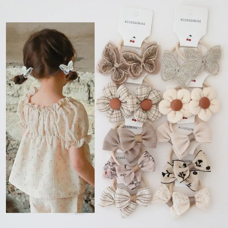 10-Pack Elastic Flower Hair Bands – Handmade Floral Hairbands Elastic Hair Bands Axl