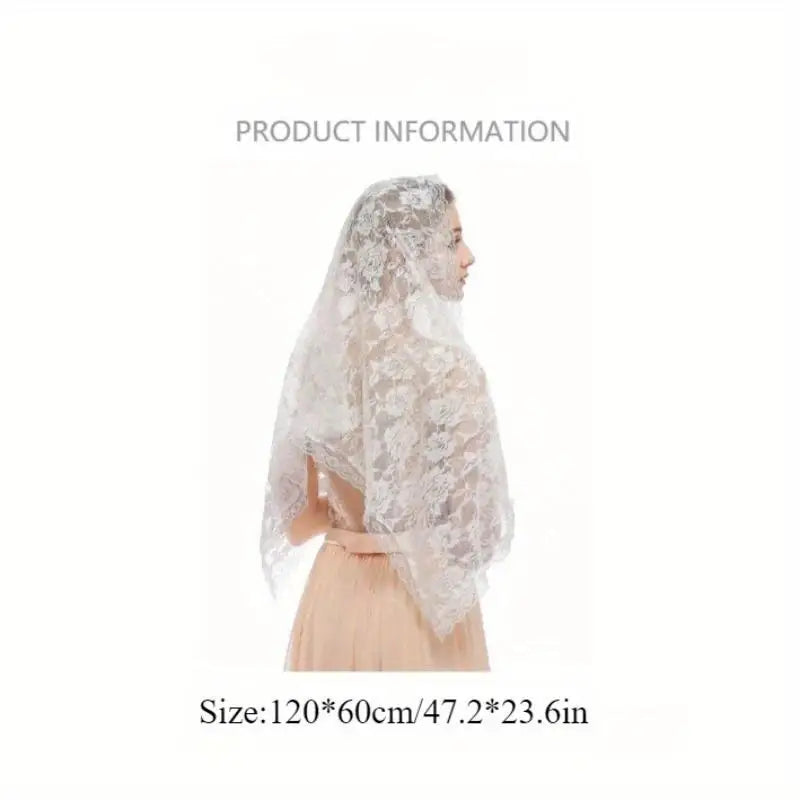 Women's White Lace Mantilla Scarf – Bridal & Church Head Cover Lace Mantilla Scarf Axl