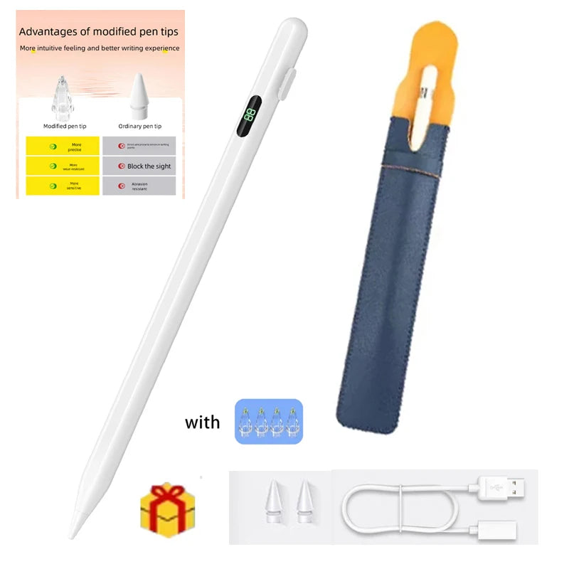 P+7 Stylus Pen for Apple iPad – Tilt, Palm Rejection & Battery Display iPad Stylus Pen Axl W 4tips bluebag