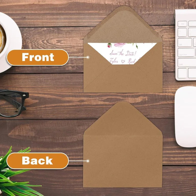 100 Kraft Mini Window Envelopes – Wedding & Gift Cards Kraft Paper Envelopes Axl