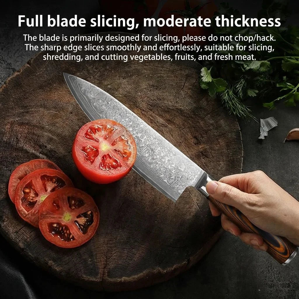 67-Layer Damascus Steel Cleaver Knife | Japanese Gift Set Damascus Kitchen Knife Axl