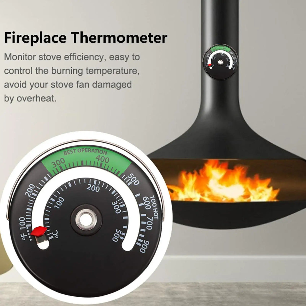 Magnetic Stove Pipe Thermometer for Wood Burning Stoves Stove Pipe Thermometer Axl