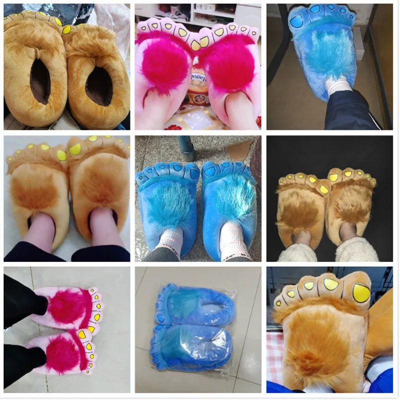 Lorilury Fuzzy Animal Slippers – Novelty Paw & Bigfoot Slides Novelty Indoor Slippers Axl