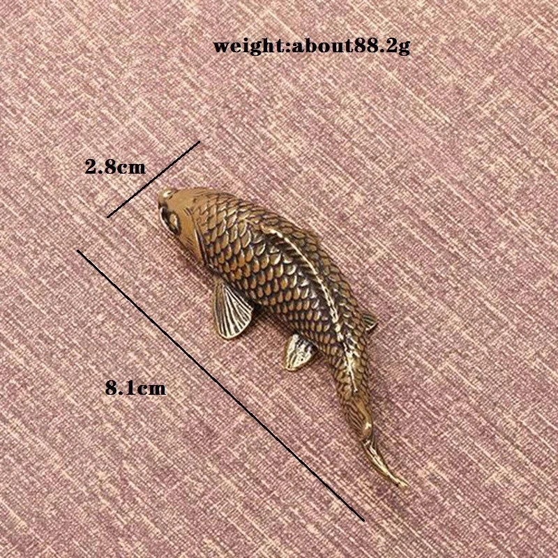Solid Brass Carp Fish Statue – Feng Shui Desktop Ornament Brass Figurine Axl