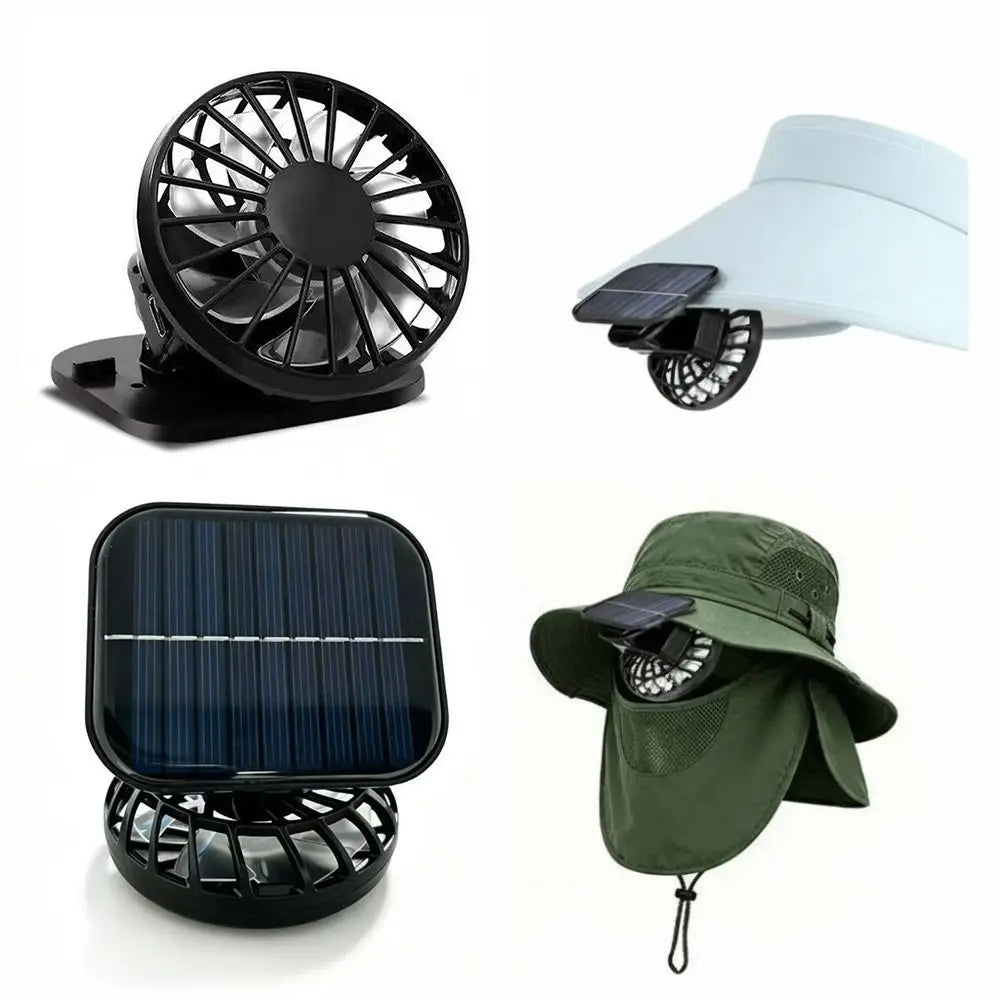 Mini Solar Powered Hat Fan – USB Rechargeable, 3 Speeds Portable Hat Fan Axl