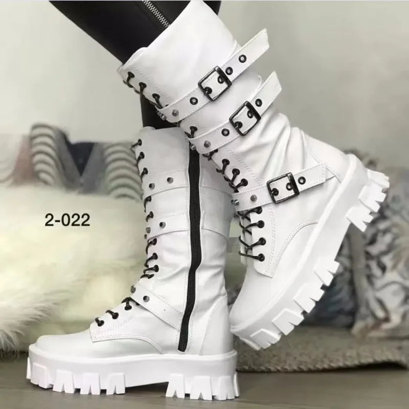Women's Punk Mid-Calf Knight Boots – Hoof Heel | Sizes 35–43 Women's Boots Axl