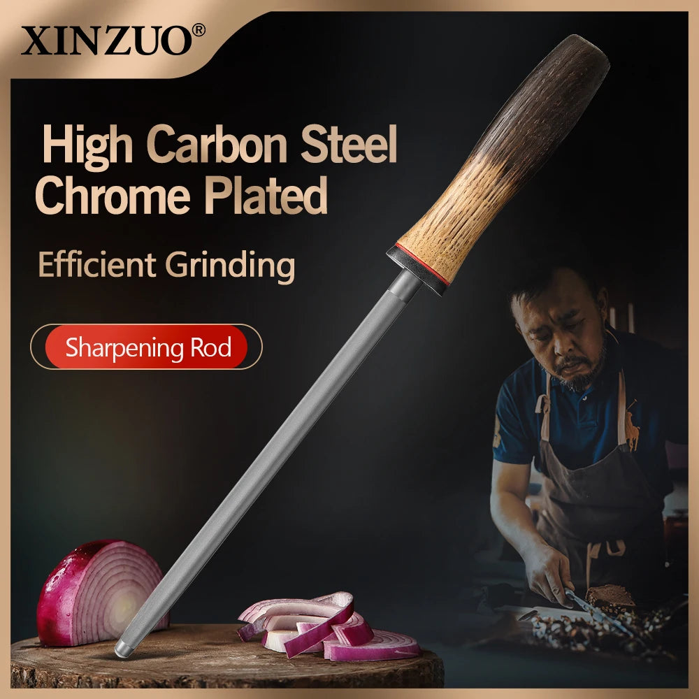 XINZUO Chrome Steel Honing Rod – White Oak & G10 Handle Honing Rod Axl L