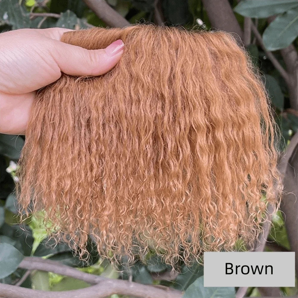Curly Mohair Hair Wefts for BJD OB11 Blythe & Reborn Dolls Doll Hair Wefts Axl Brown1