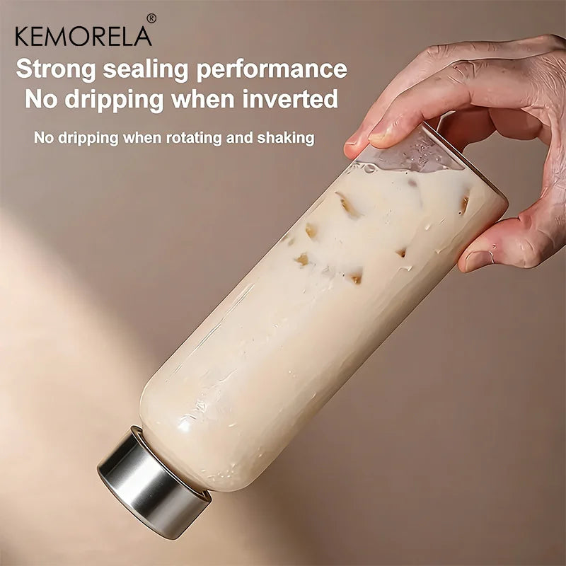 KEMORELA Glass Water Bottle – Leak-Proof 500/750/1000ml Glass Water Bottle Axl