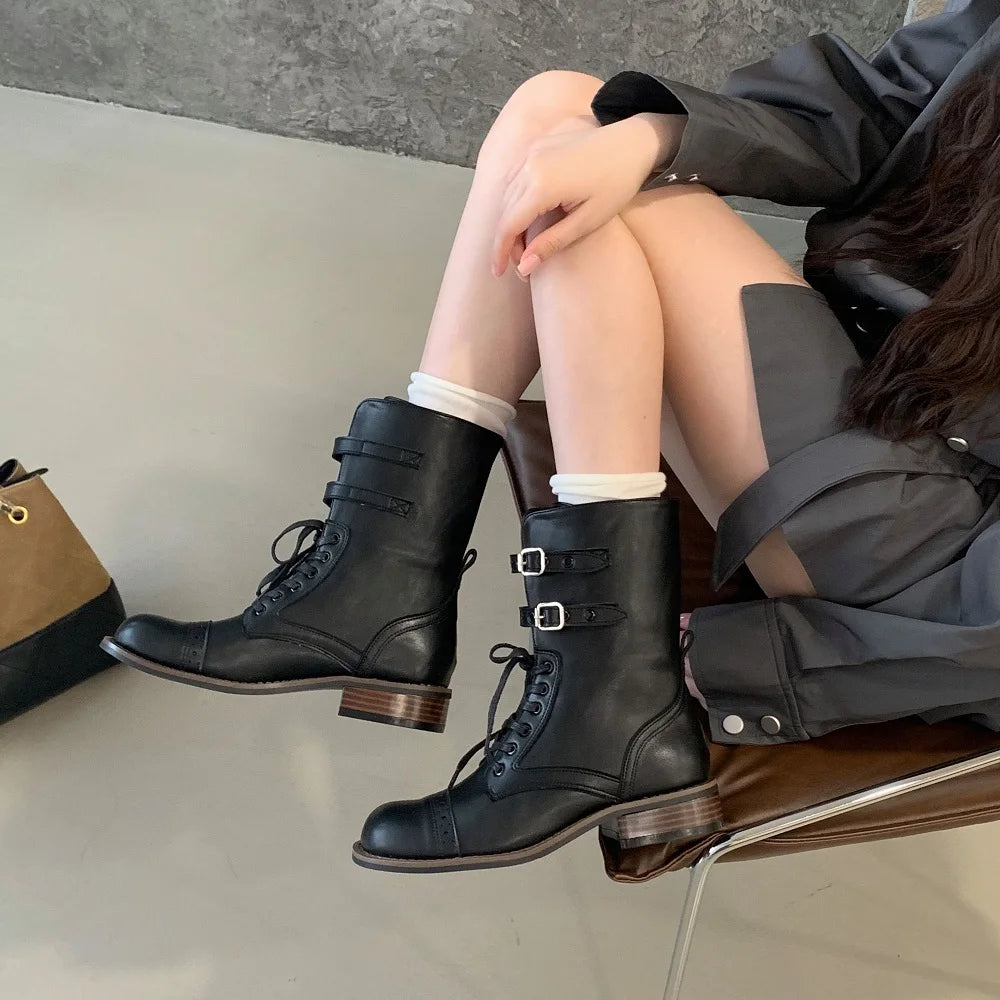 Women's Punk Ankle Boots – Square Heel Chelsea Platform Women's Ankle Boots Axl