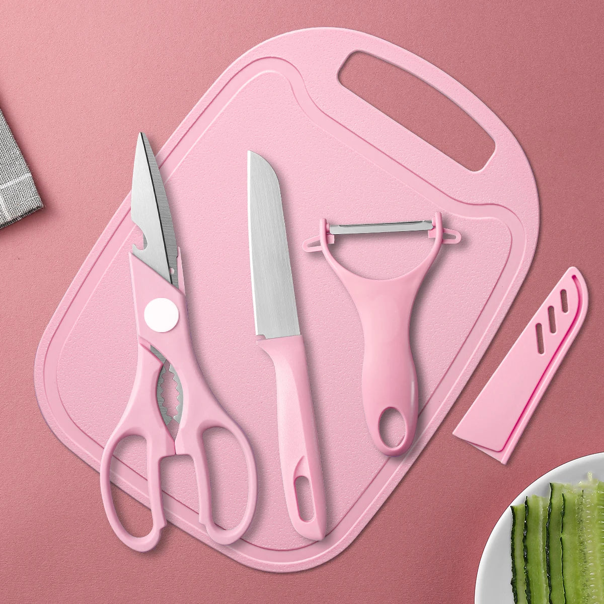 4-Piece Kitchen Tool Set – Knife, Scissors, Peeler & Board Kitchen Tool Set Axl