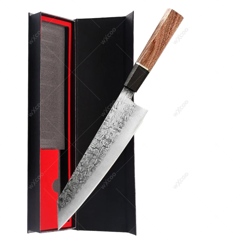 WXCOO Santoku Knife – Forged Hammer Pattern Chef Knife Santoku Chef Knife Axl A with Box