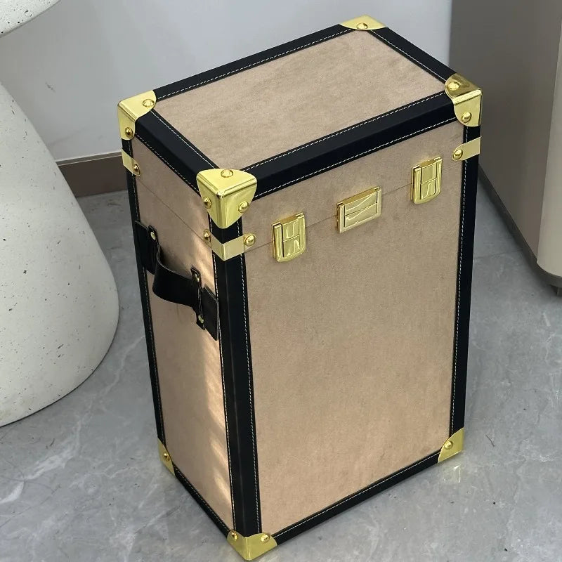 Retro 50L Large Storage Box – Leather & Flannel Organizer Bin Storage Organizer Box Axl
