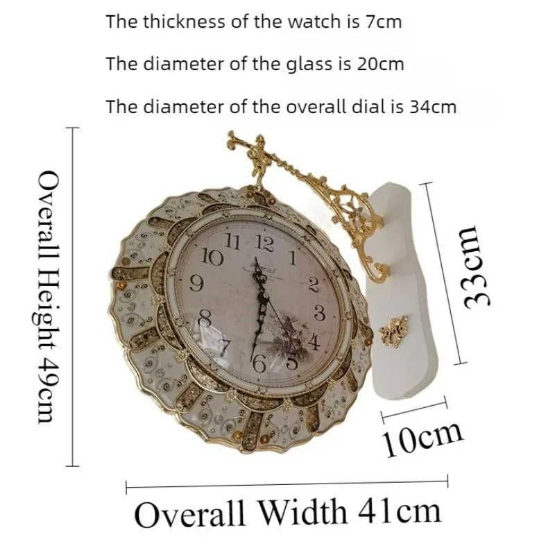 Double-Sided Silent Wall Clock – Modern Luxury Living Room Decorative Wall Clock Axl