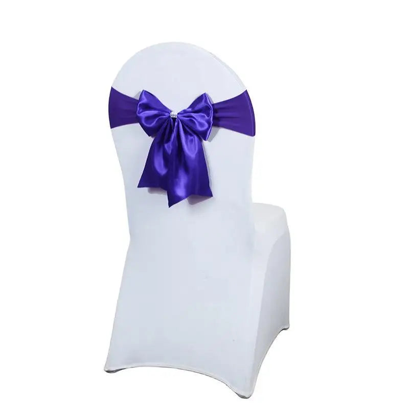 Satin Chair Bow Sash with Rhinestone – Wedding & Party Décor Chair Bow Sash Axl I