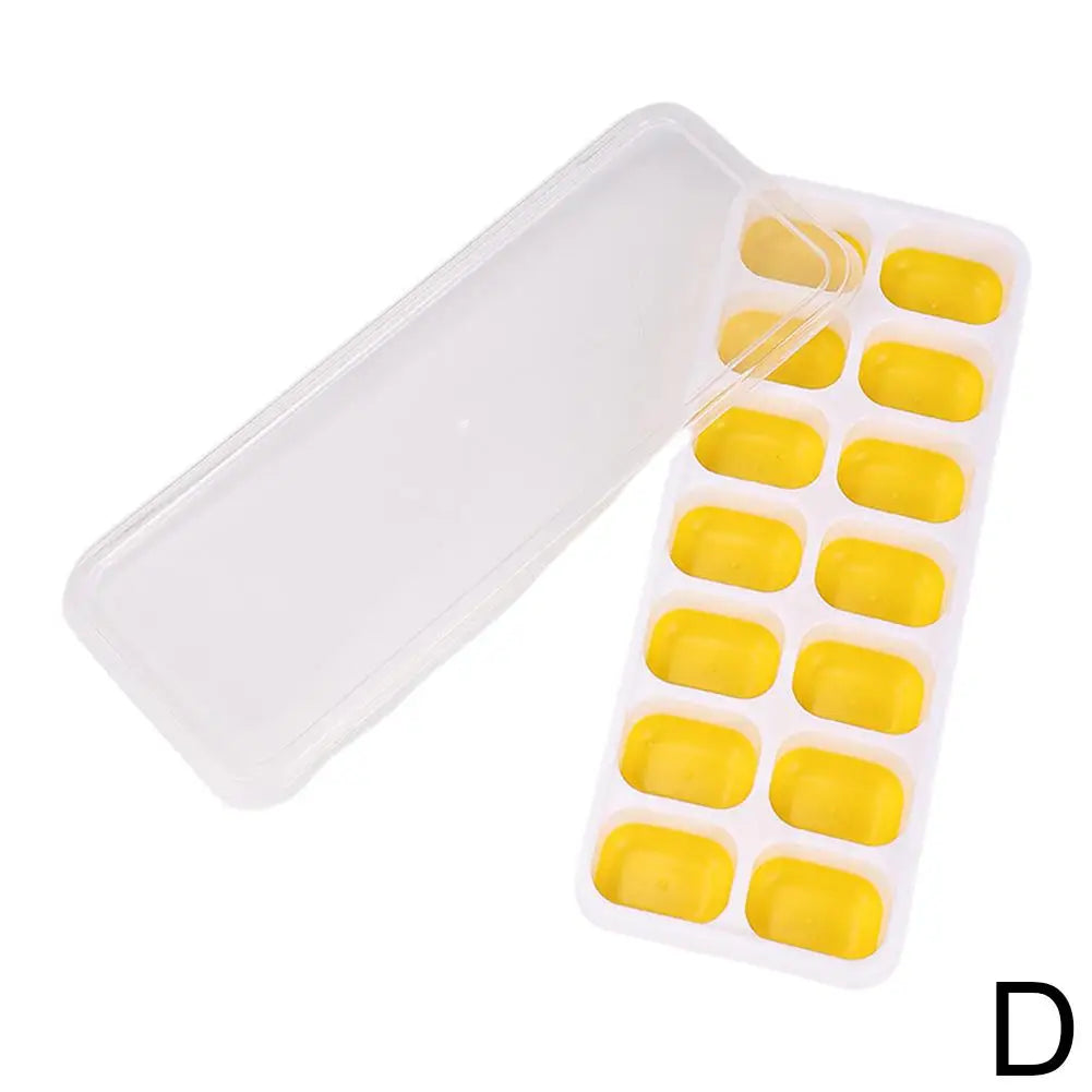 Silicone Ice Cube Tray with Lid – 14-Cube Stackable Mold Silicone Ice Tray Axl D