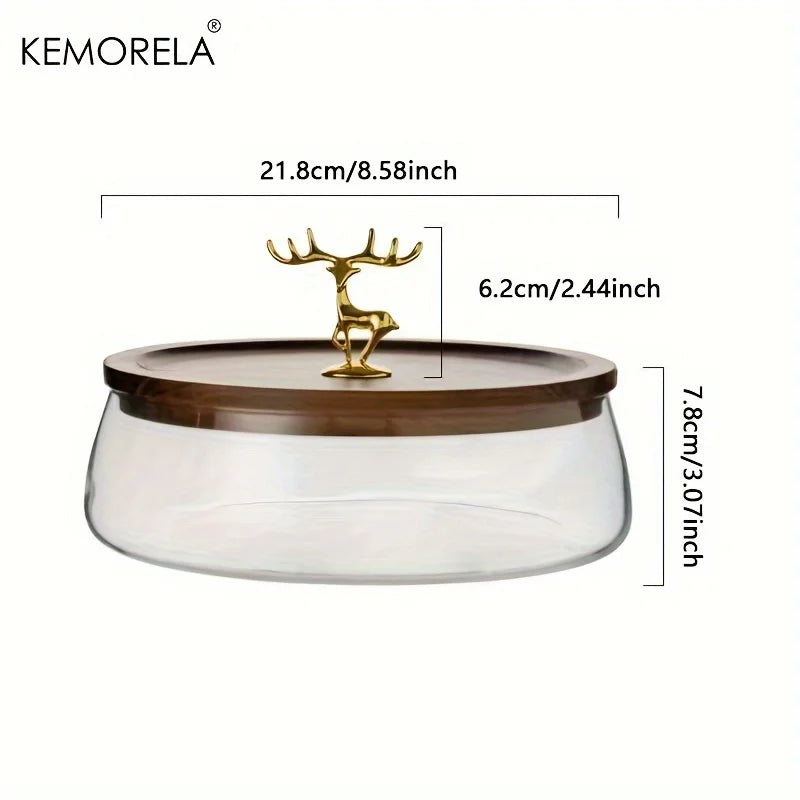 KEMORELA Glass Storage Jar with Wooden Lid | Kitchen Organizer Glass Storage Jar Axl L-Elk