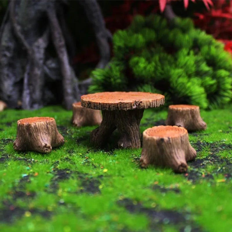 5-Piece Mini Tree Stump Resin Ornaments – Garden & Home Decor Garden Resin Ornament Axl