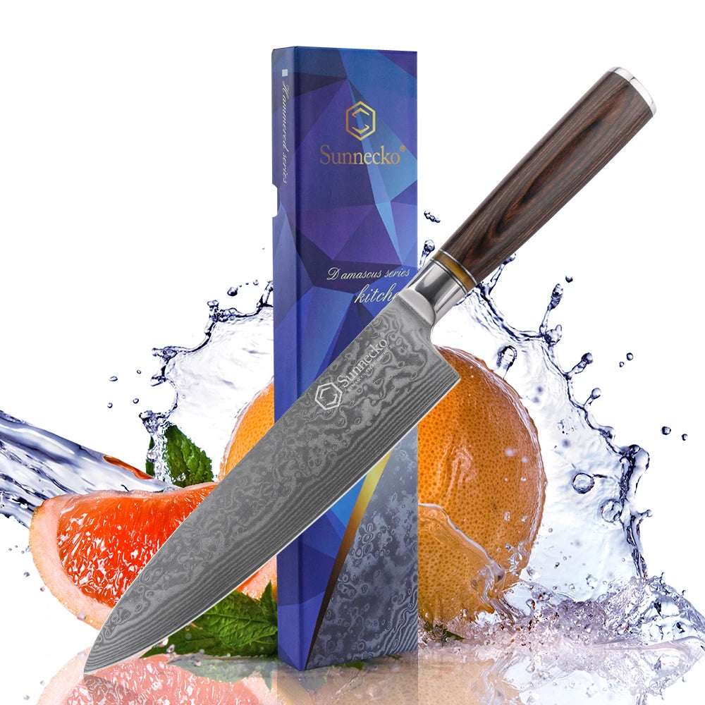 Sunnecko 8" Damascus Chef's Knife – VG10 Japanese Steel Damascus Chef Knife Axl China Mainland 8 inch