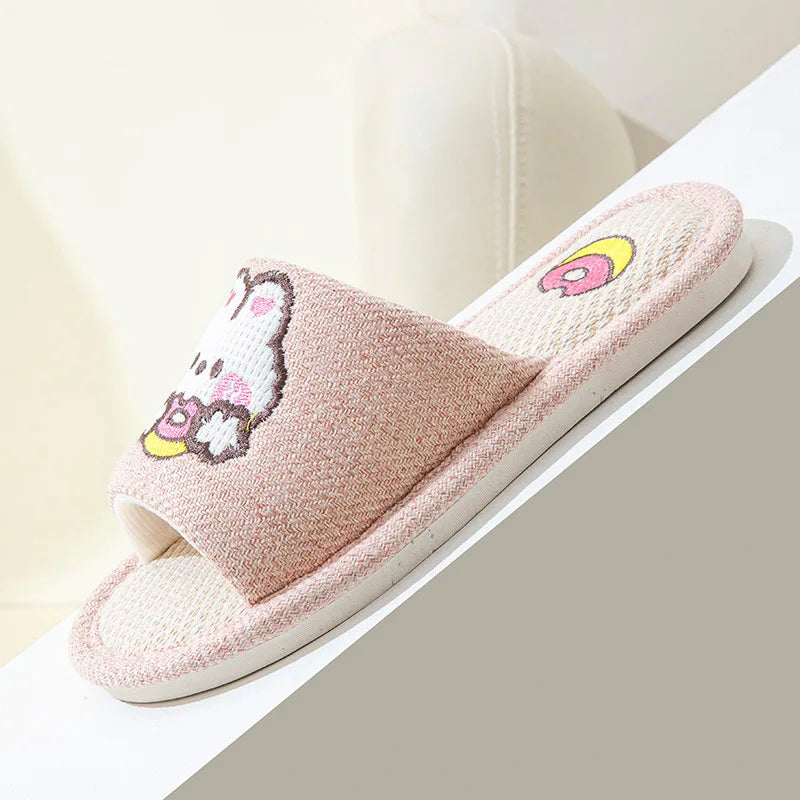 Women's Linen Indoor Slippers – Flat Non-Slip Lightweight Slides Indoor Slippers Axl