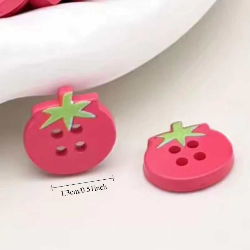 10-Piece Tomato 4-Hole Resin Buttons for DIY Sewing & Crafts Craft Sewing Buttons Axl