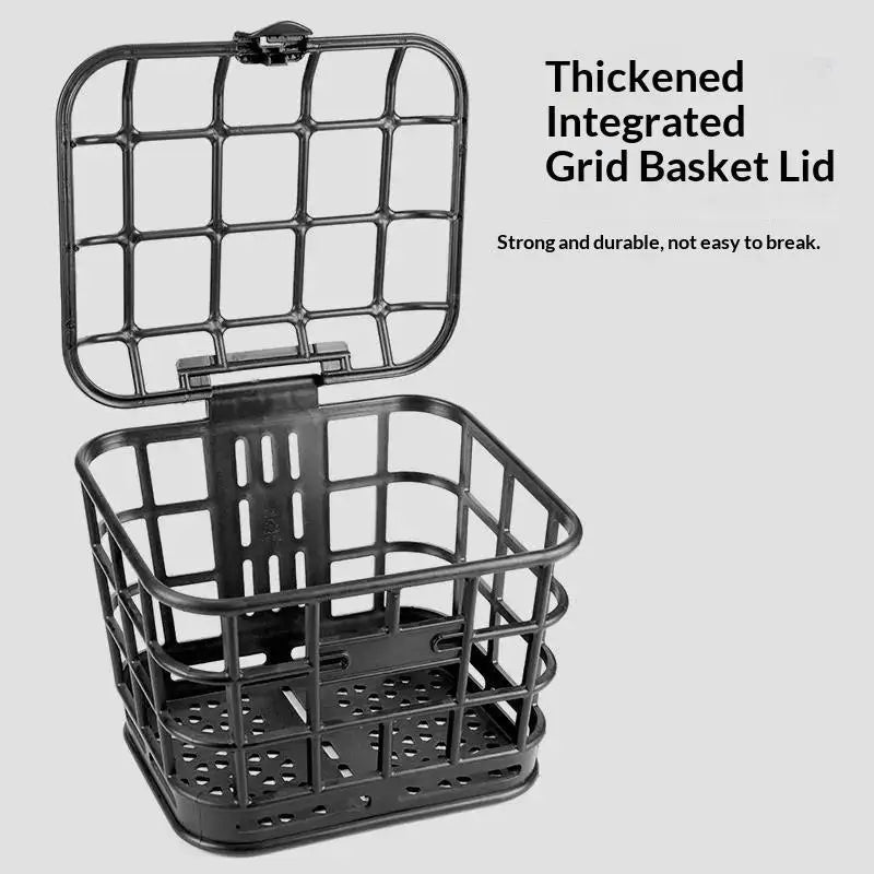Black Detachable Bike Front Basket with Lid | Electric Bike Bicycle Front Basket Axl