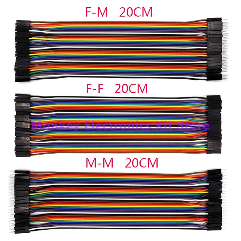 40-Pin Dupont Jumper Wires M/M M/F F/F – Arduino DIY Cables Dupont Jumper Wires Axl 20CM 3Kinds 120pin