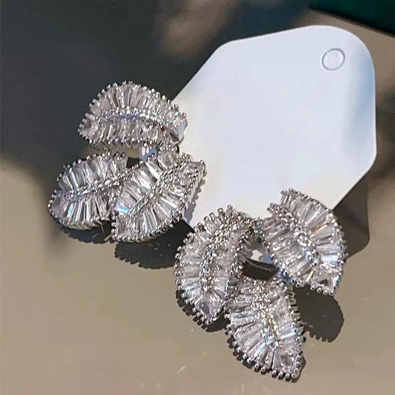 Huitan Leaf Drop Earrings – Cubic Zirconia Fashion Jewelry Drop Earrings Axl E3683