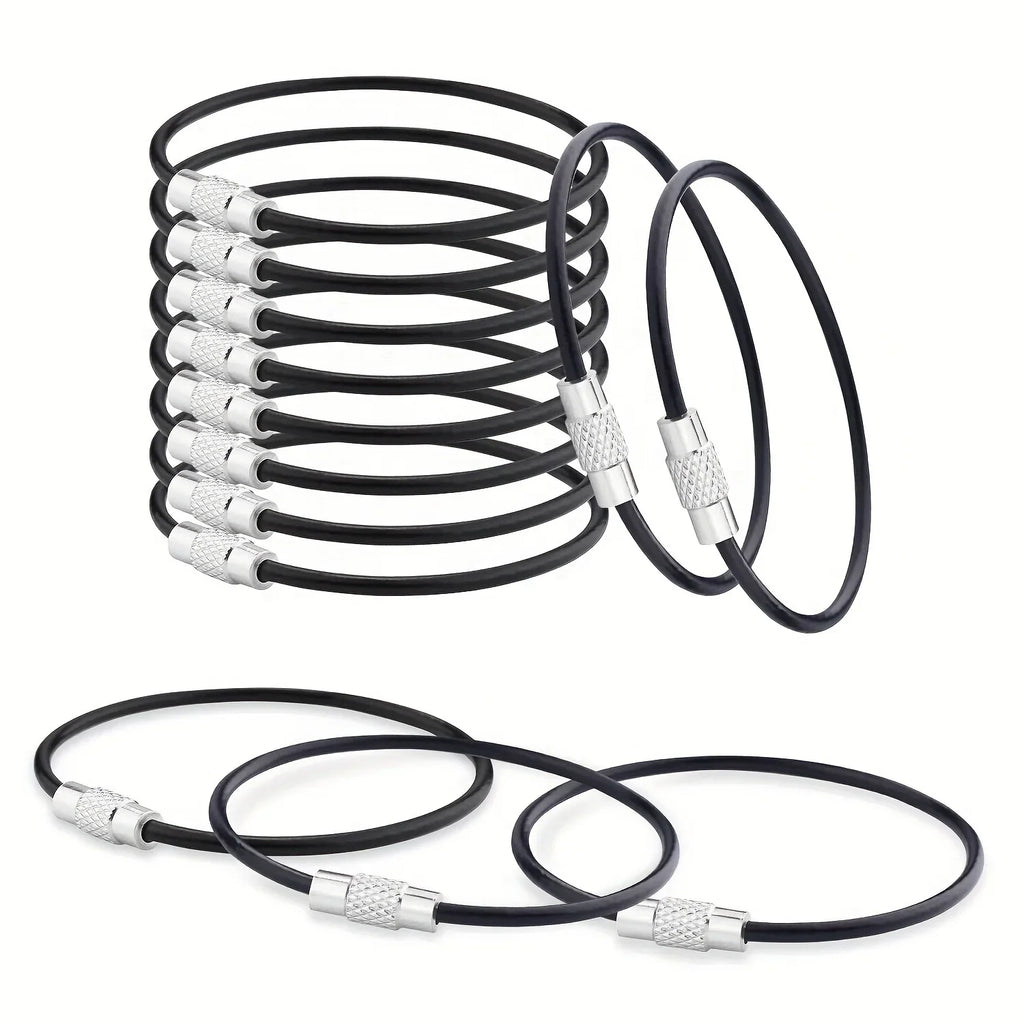 10-Pack Stainless Steel Cable Wire Keychains & Luggage Tag Loops Cable Wire Keychains Axl