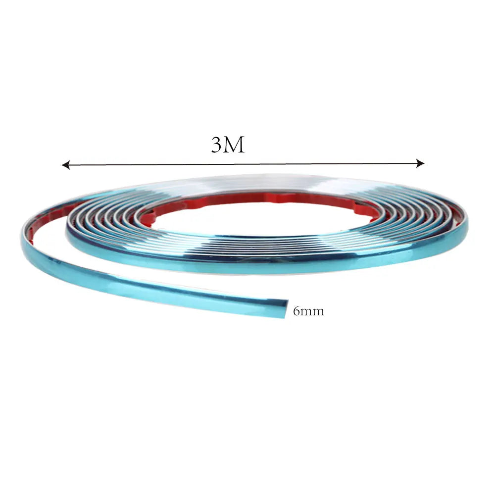 Silver Chrome Car Door Edge & Bumper Protector Strip Universal Car Trim Strip Axl 6mm x 3m